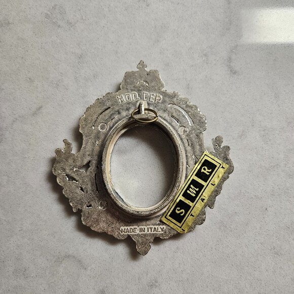 PAIR OF VINTAGE SMR ITALY ORNATE SILVER & BRONZE FRAMES 1.25" W x 1.5" H OPENING - Picture 9 of 14